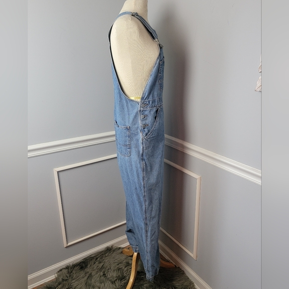 UNION BAY Y2K 90s Blue Medium Wash Retro Straight Leg Bib Carpenter Overalls M - Picture 4 of 9